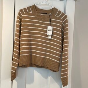 T Tahari Striped Tan Sweater